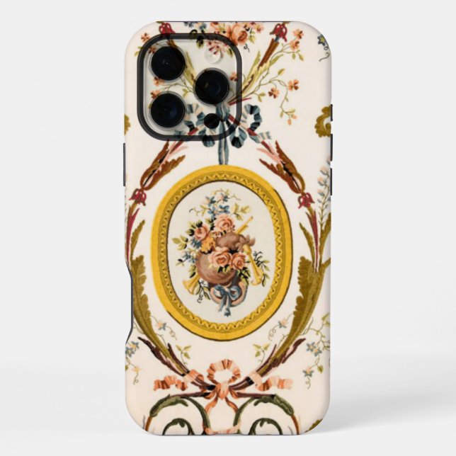 Antique French Rococo Floral Gold Cream Elegant iPhone Case (Back)