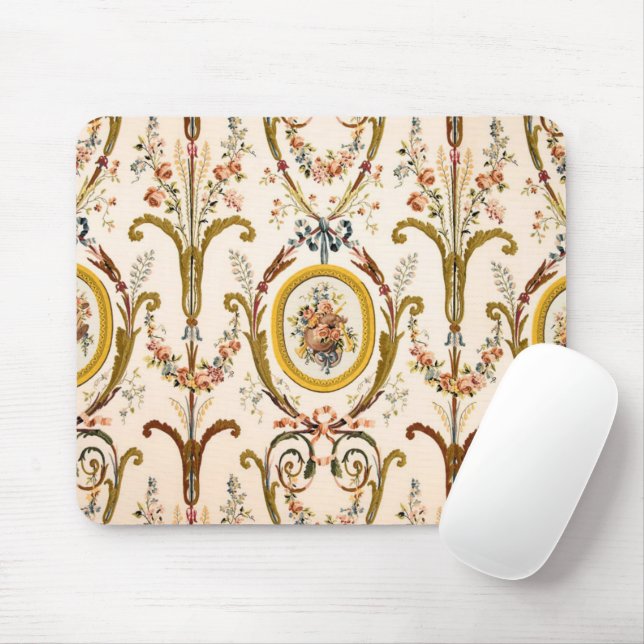 Antique French Rococo Floral Gold Cream Elegant Mouse Pad (With Mouse)