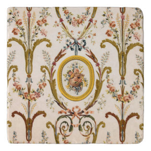 Antique French Rococo Floral Gold Cream Elegant Trivet