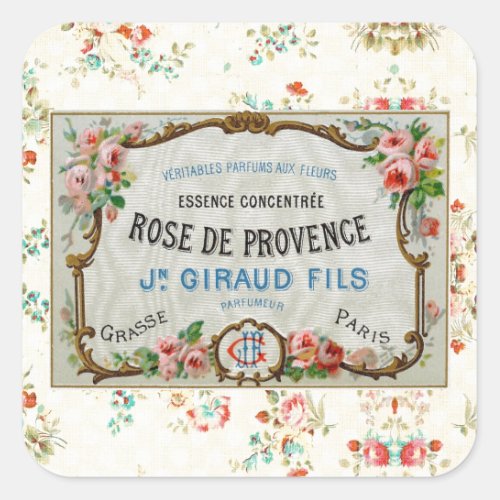 Antique French Rose Advertisement Square Sticker