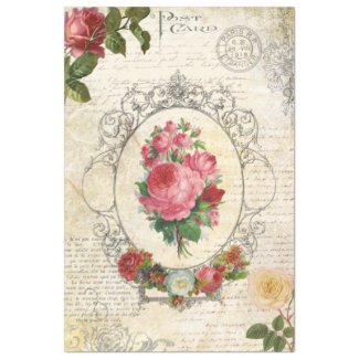 Antique French Rose Ephemera Decoupage Tissue Paper