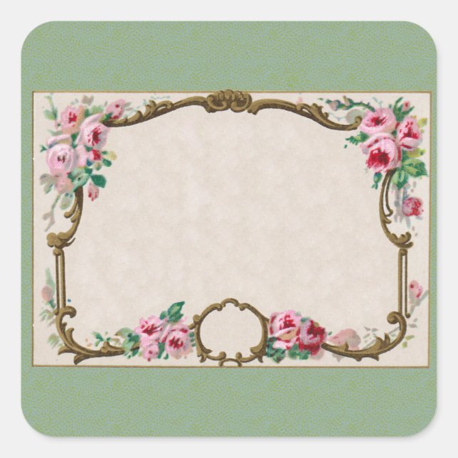 Antique French Rose Perfume Blank Square Sticker (Front)