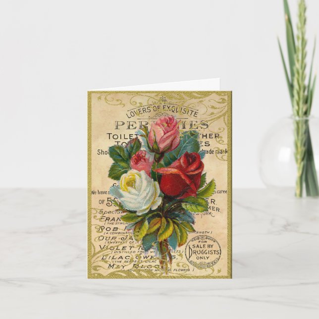 Antique French Roses Thank You Card (Front)