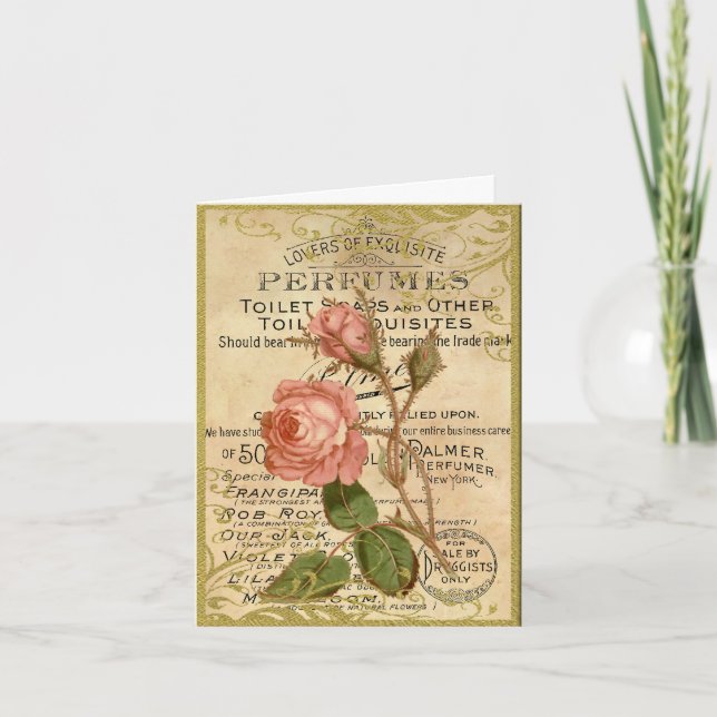 Antique French Roses Thank You Card (Front)