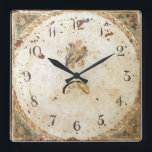 Antique French Square Wall Clock<br><div class="desc">An antique French clock face for an old world charm. The colors are fading and missing paint areas. If you love vintage or antique,  this is for you.</div>