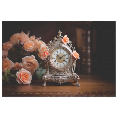 Antique French Table Clock 1 Decoupage Paper