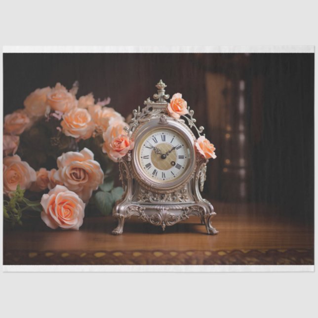 Antique French Table Clock 1 Decoupage Paper (Front)