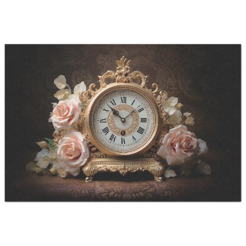 Antique French Table Clock 3 Decoupage Paper