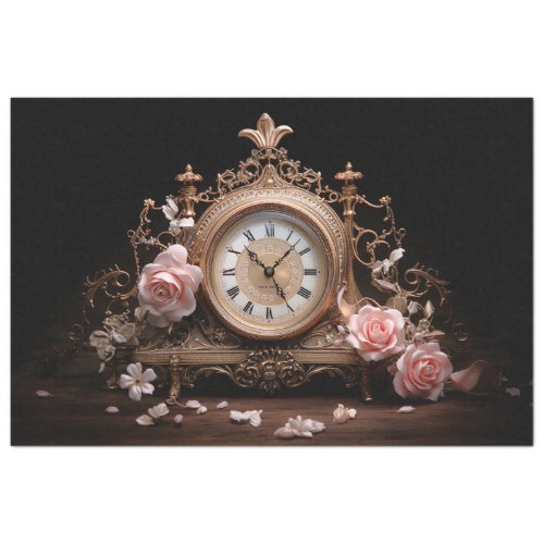 Antique French Table Clock 4 Decoupage Paper