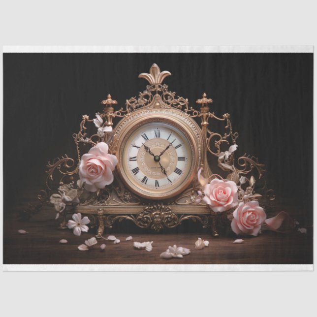 Antique French Table Clock 4 Decoupage Paper (Front)
