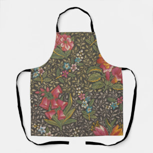 Antique French Toile de Jouy 1800s Floral Branches Apron