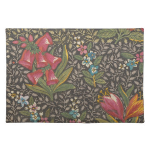 Antique French Toile de Jouy 1800s Floral Branches Cloth Placemat