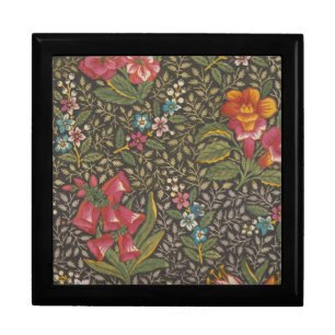 Antique French Toile de Jouy 1800s Floral Branches Gift Box