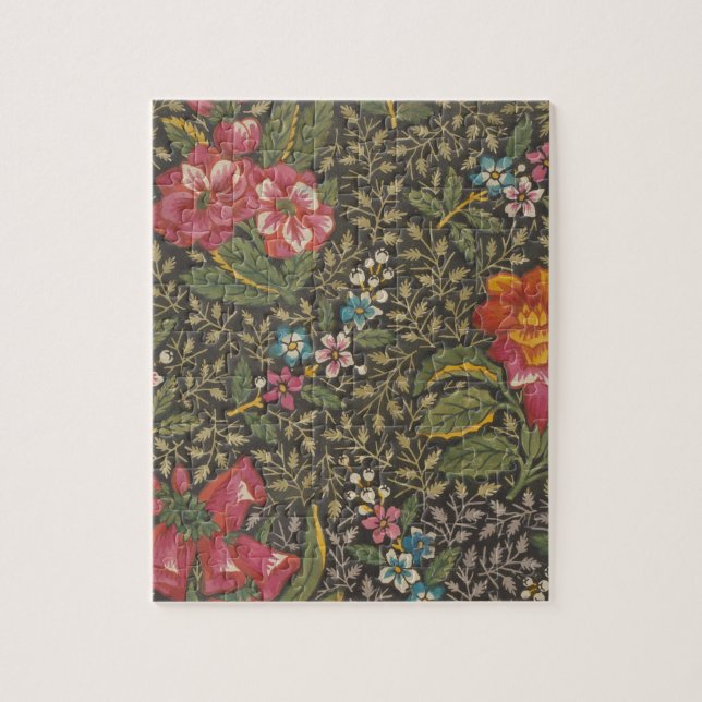 Antique French Toile de Jouy 1800s Floral Branches Jigsaw Puzzle (Vertical)