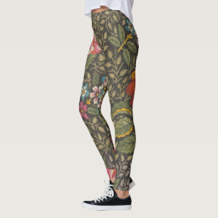 Antique French Toile de Jouy 1800s Floral Branches Leggings