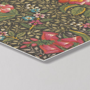 Antique French Toile de Jouy 1800s Floral Branches Peel And Stick Photo Tile