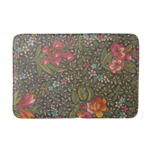 Antique French Toile de Jouy Floral Pattern Bath Mat