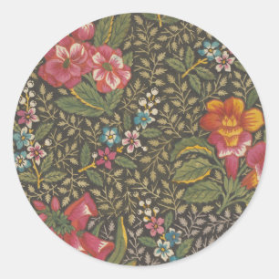 Antique French Toile de Jouy Floral Pattern Classic Round Sticker