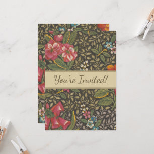 Antique French Toile de Jouy Floral Pattern Invitation