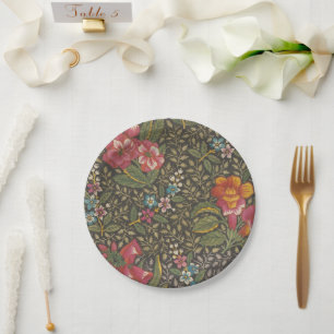 Antique French Toile de Jouy Floral Pattern Paper Plates