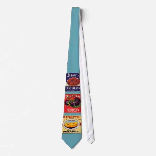 antique fruit can labels print tie (Front)