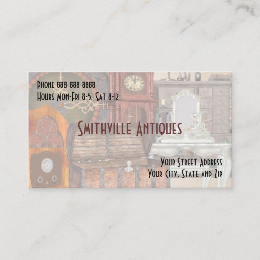 Customizable Antique Furniture Store Business Card