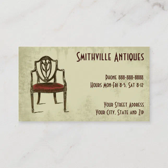 Antique Furniture Store Business Card Zazzle