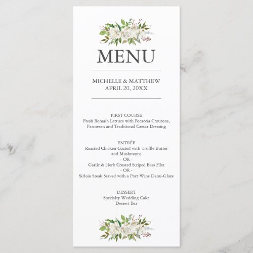 Antique Garden  Elegant Botanical Wedding Menu