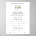 Antique Garden | Elegant Wedding Ceremony Program Poster<br><div class="desc">Wedding program sign with a vintage illustration of white flowers and greenery.
Use the template to add  your wedding details.
Special needs? Please contact us at citronelladesign@gmail.com for custom request.
Coordinate to Antique Garden wedding collection</div>