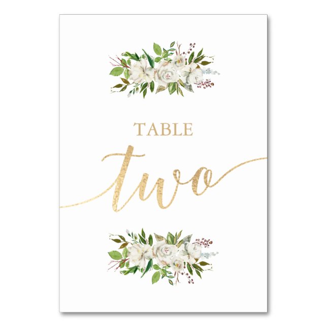 Antique Garden | Floral WEDDING GOLD TABLE CARD 2 (Front)