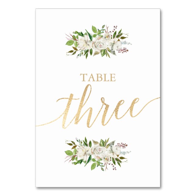 Antique Garden | Floral WEDDING GOLD TABLE CARD 3 (Front)