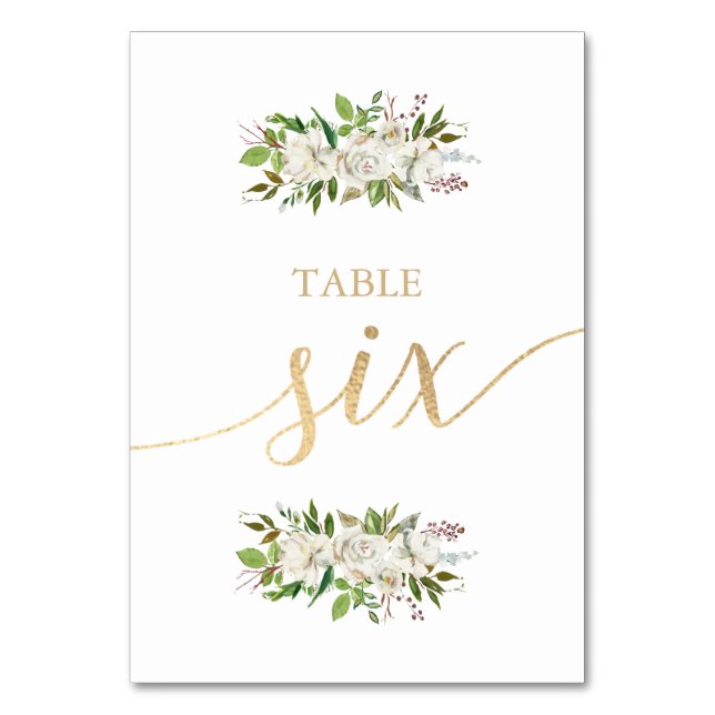 Antique Garden | Floral WEDDING GOLD TABLE CARD 6 (Front)