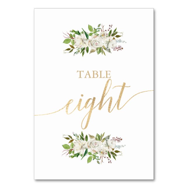 Antique Garden | Floral WEDDING GOLD TABLE CARD 8 (Back)