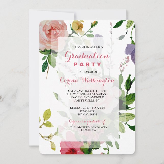 Antique Garden Graduation Party Invitation (Front)