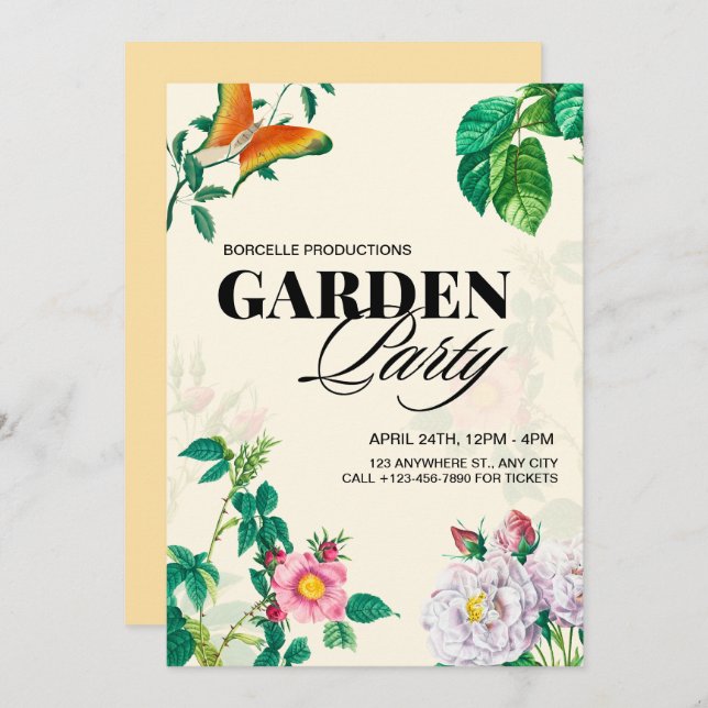 Antique Garden Party  Invitation (Front/Back)