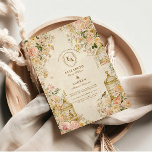 Antique Garden Roses and Birdcages Invitation