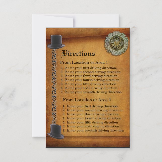 Antique Gay Wedding Custom Driving Directions Card (Front)