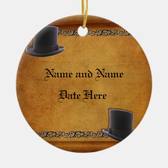 Antique Gay Wedding Custom Ornament Favors (Front)