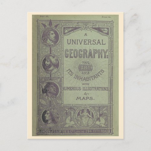 Antique Geography Textbook Cover Postcard