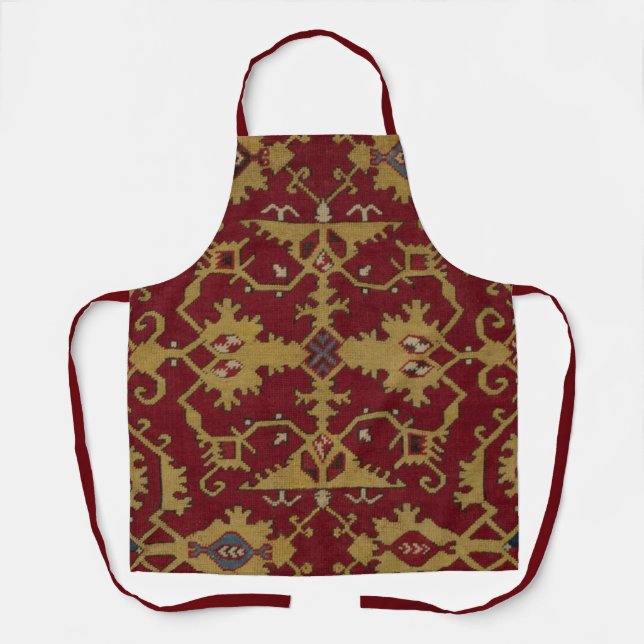 Antique Geometric Oriental Persian Red Pattern Apron (Front)