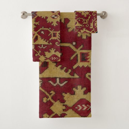 Antique Geometric Oriental Persian Red Pattern  Bath Towel Set