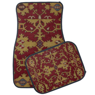 Antique Geometric Oriental Persian Red Pattern Car Floor Mat