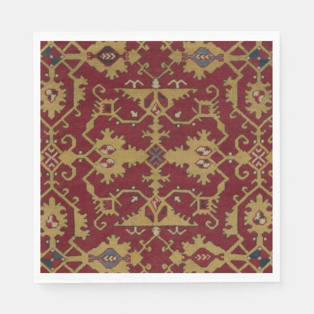 Antique Geometric Oriental Persian Red Pattern Napkins (Front)