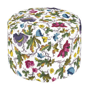 Antique Georgian Era Floral Pattern Print Pouf