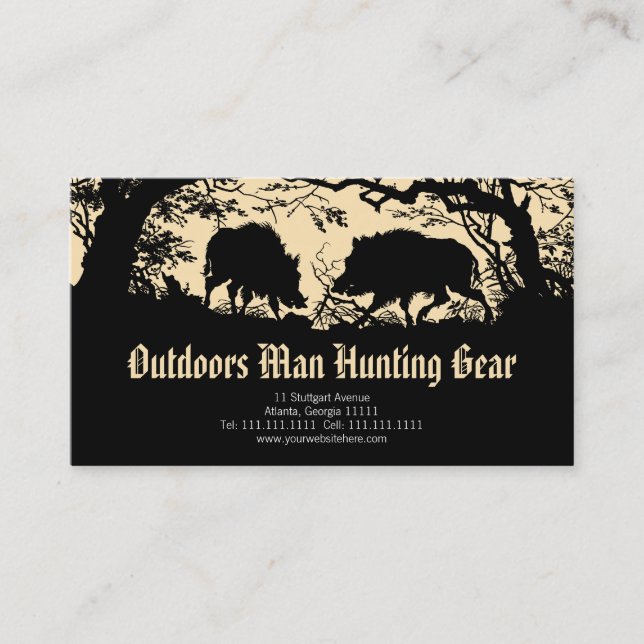 Antique German / Austrian Wild Boar Business Card (Front)