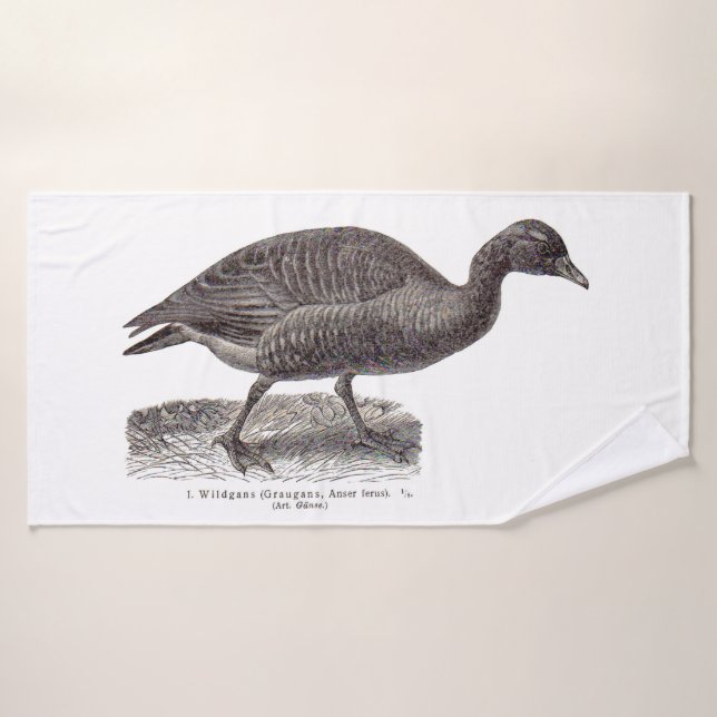 antique German avian print Wildgans wild goose Bath Towel Set (Bath Towel)