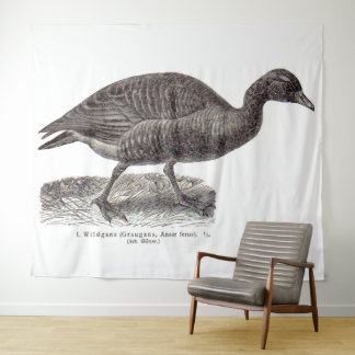 antique German avian print Wildgans wild goose Tapestry