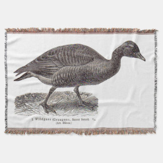 antique German avian print Wildgans wild goose Throw Blanket