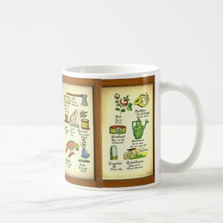 Antique German French English Language Lessons Coffee Mug
