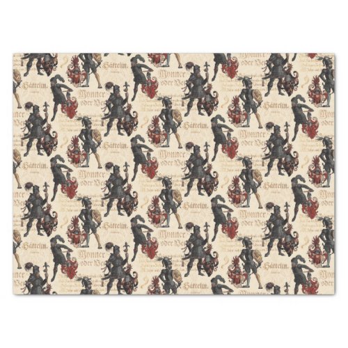 Antique German Knights in Armor and Coats of Arms Tissue Paper